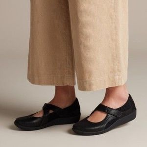 Clarks Womens Size 8.5 Sillian Bella Black Mary‎ Jane Style Comfort Flats Shoes